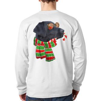 Black Lab Labrador Dog Owners Christmas Xmas Holiday Party Back Print Long Sleeve T-shirt - Monsterry DE