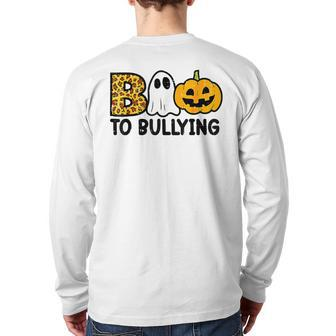 Boo To Bullying Ghost Pumpkin Orange Anti Bully Unity Day Back Print Long Sleeve T-shirt - Seseable