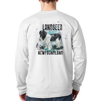 Brightly Painted Landseer Newfoundland Dog Breed Back Print Long Sleeve T-shirt | Mazezy