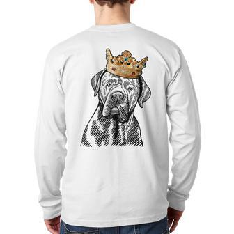 Cane Corso Dog Wearing Crown Back Print Long Sleeve T-shirt | Mazezy