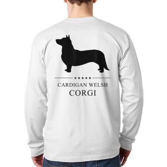Cardigan Welsh Corgi Black Silhouette Back Print Long Sleeve T-shirt | Mazezy