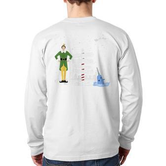 Christmas Elf Towns Holiday Santa Buddy Snow Back Print Long Sleeve T-shirt | Mazezy