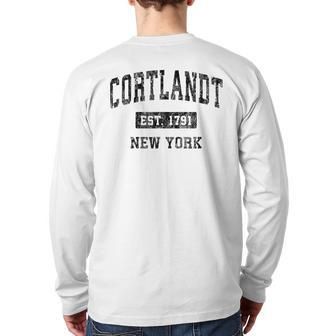 Cortlandt New York Ny Vintage Sports Black Back Print Long Sleeve T-shirt | Mazezy