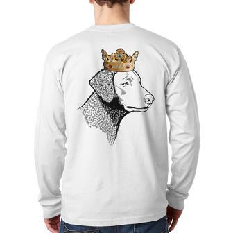 Curly-Coated Retriever Dog Wearing Crown Back Print Long Sleeve T-shirt | Mazezy