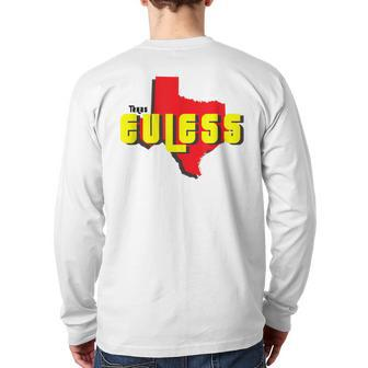 Euless Texas State Outline Retro Tx Back Print Long Sleeve T-shirt | Mazezy