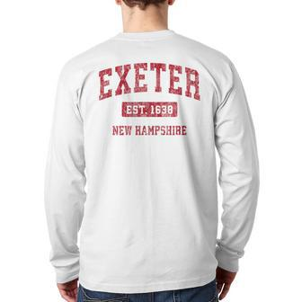 Exeter New Hampshire Nh Vintage Sports Red Back Print Long Sleeve T-shirt | Mazezy