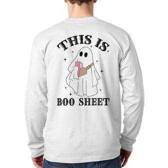 This Is Boo Sheet Spider Decor Ghost Spooky Halloween Back Print Long Sleeve T-shirt - Seseable