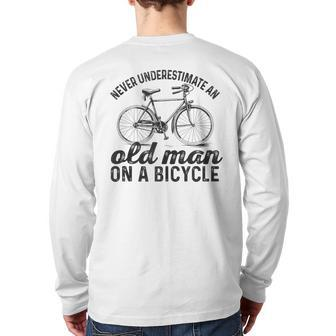 Cycling Mountain Biking Never Underestimate An Old Man Back Print Long Sleeve T-shirt - Thegiftio UK