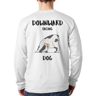 Downward Facing Dog Fitness Quote Yoga Pose Back Print Long Sleeve T-shirt | Mazezy