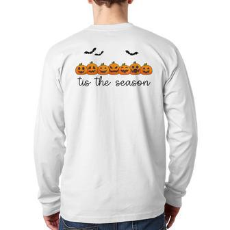 Pumpkin Halloween Is The Season Back Print Long Sleeve T-shirt - Monsterry UK