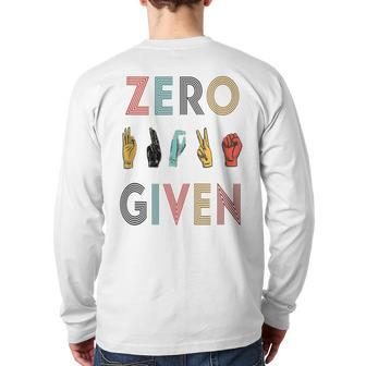 Rude Zero Fucks Given Sign Language Asl Vintage Deaf Back Print Long Sleeve T-shirt | Mazezy