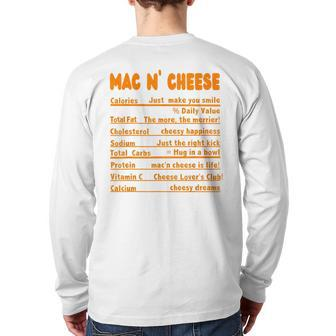 Thanksgiving Ingredients Sides Nutrition Facts Dinner Back Print Long Sleeve T-shirt - Seseable