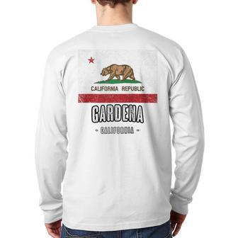 Gardena California Cali City Souvenir Ca Flag Top Back Print Long Sleeve T-shirt | Mazezy