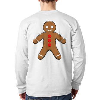 Gingerbread Man Christmas Season Back Print Long Sleeve T-shirt | Mazezy