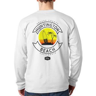 Huntington Beach California Surf Back Print Long Sleeve T-shirt | Mazezy