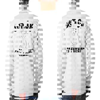 Just Love Cats And Picnicking Cat-Saying Back Print Long Sleeve T-shirt | Mazezy