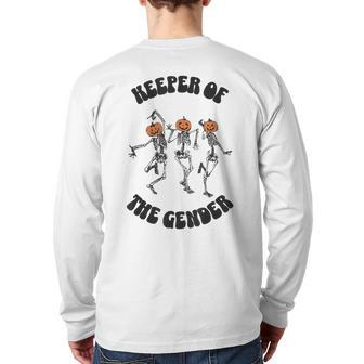 Keeper Of The Gender Dancing Skeleton Halloween Pumpkin Back Print Long Sleeve T-shirt - Seseable