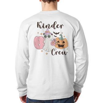 Kinder Boo Crew Kindergarten Boo Crew Kindergarten Halloween Back Print Long Sleeve T-shirt - Seseable