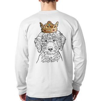Labradoodle Dog Wearing Crown Back Print Long Sleeve T-shirt | Mazezy