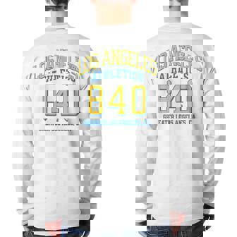 Los Angeles Athletics 840 Area Code Los Angeles California Back Print Long Sleeve T-shirt | Mazezy