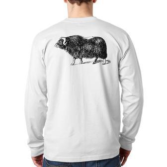 Musk Ox Arctic Buffalo Muskox Bovidae Back Print Long Sleeve T-shirt | Mazezy