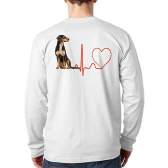 New Zealand Huntaway Dog Heartbeat Ekg Dogs Lover Back Print Long Sleeve T-shirt | Mazezy