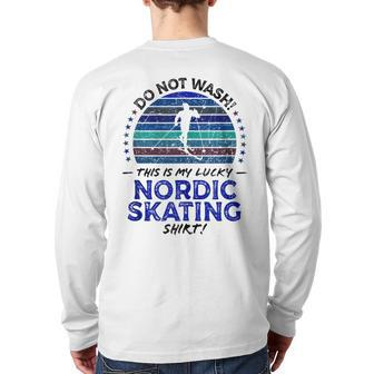 Nordic Skating Skater Quote Graphic Back Print Long Sleeve T-shirt | Mazezy