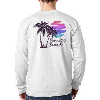 Panama City Beach Florida Vacation Souvenir Sunset Graphic Back Print Long Sleeve T-shirt | Mazezy