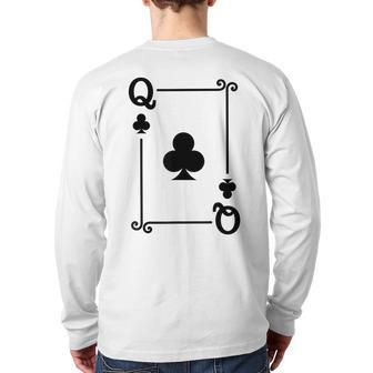 Playing Cards Costume Queen Clubs Card Queen Card Back Print Long Sleeve T-shirt - Thegiftio UK