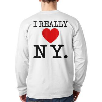 I Really Heart Love Ny Love New York Back Print Long Sleeve T-shirt - Seseable