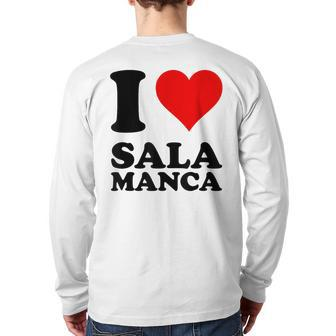 Red Heart I Love Salamanca Back Print Long Sleeve T-shirt | Mazezy