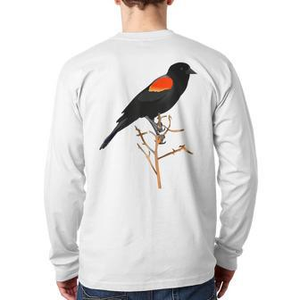 Red-Winged Blackbird For Birdwatchers Back Print Long Sleeve T-shirt | Mazezy