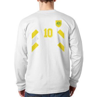Retro Australia Soccer Or Football For Australian Fans Back Print Long Sleeve T-shirt | Mazezy