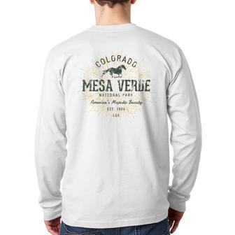 Retro Style Vintage Mesa Verde National Park Back Print Long Sleeve T-shirt | Mazezy