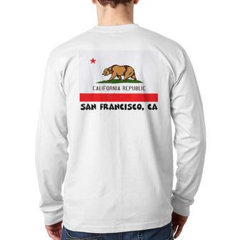 San Francisco California Usa Flag Souvenir Back Print Long Sleeve T-shirt | Mazezy