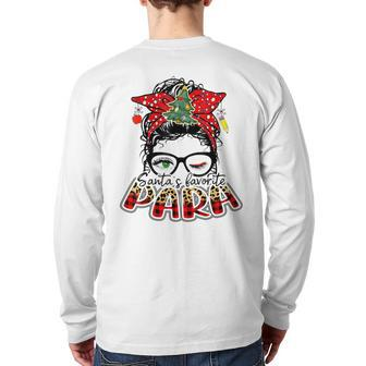 Santa's Favorite Para I Love Being A Educator Christmas Para Back Print Long Sleeve T-shirt - Monsterry UK