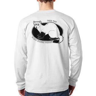 Save The American Ferret Black-Footed Ferret Back Print Long Sleeve T-shirt | Mazezy