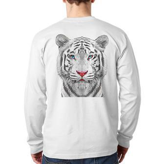 Siberian White Bengal Tiger Back Print Long Sleeve T-shirt | Mazezy