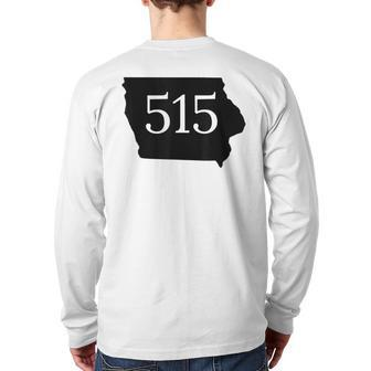 State Of Iowa 515 Black Outline Back Print Long Sleeve T-shirt | Mazezy