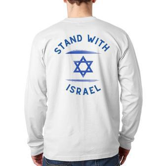 Support Israel I Stand With Israel Israeli Flag Back Print Long Sleeve T-shirt - Seseable
