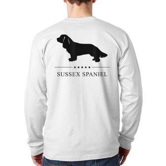 Sussex Spaniel Black Silhouette Back Print Long Sleeve T-shirt | Mazezy