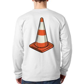 Traffic Cone Lazy Halloween Costume Easy Last Minute Back Print Long Sleeve T-shirt - Monsterry