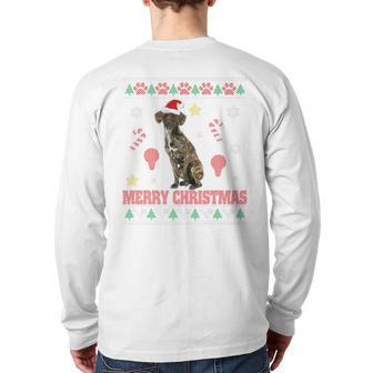 Treeing Tennessee Brindle Dog Santa Ugly Costume Xmas Back Print Long Sleeve T-shirt | Mazezy