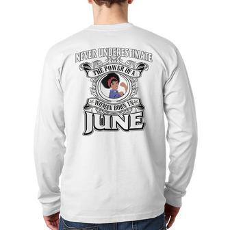 Never Underestimate A Oes Born In June Back Print Long Sleeve T-shirt - Seseable