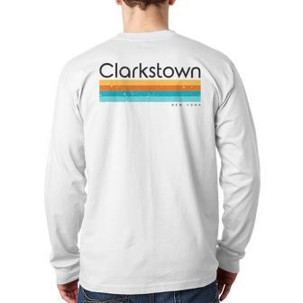 Vintage Clarkstown New York Retro Back Print Long Sleeve T-shirt | Mazezy