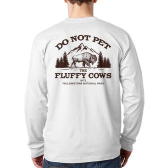 Vintage Do Not Pet The Fluffy Cows Yellowstone National Park Back Print Long Sleeve T-shirt - Thegiftio UK