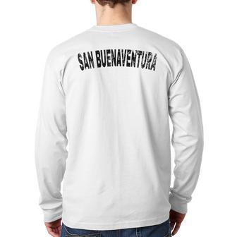 Vintage San Buenaventura Black Text Apparel Back Print Long Sleeve T-shirt | Mazezy
