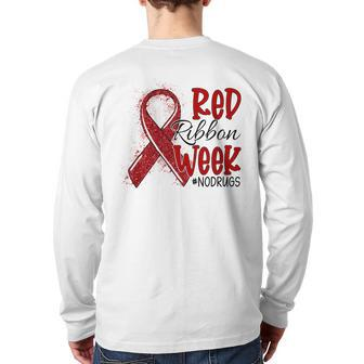 We Wear Red For Red Ribbon Week Awareness Heart Ribbon Back Print Long Sleeve T-shirt - Monsterry DE