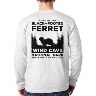 Wind Cave National Park Endangered Black Footed Ferret Back Print Long Sleeve T-shirt | Mazezy