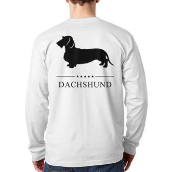 Wirehaired Dachshund Dog Black Silhouette Back Print Long Sleeve T-shirt | Mazezy